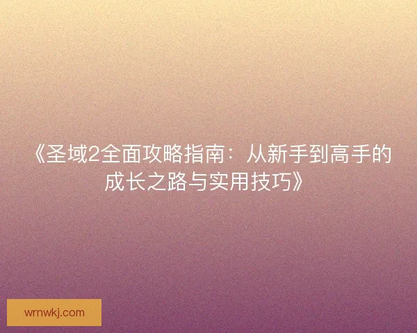 《圣域2全面攻略指南:从新手到高手的成长之路与实用技巧》 《圣域2全面攻略指南:从新手到高手的成长之路与实用技巧》