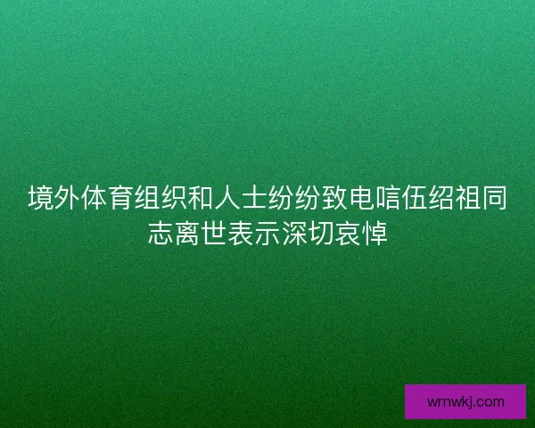 境外体育组织和人士纷纷致电唁伍绍祖同志离世表示深切哀悼 境外体育组织和人士纷纷致电唁伍绍祖同志离世表示深切哀悼